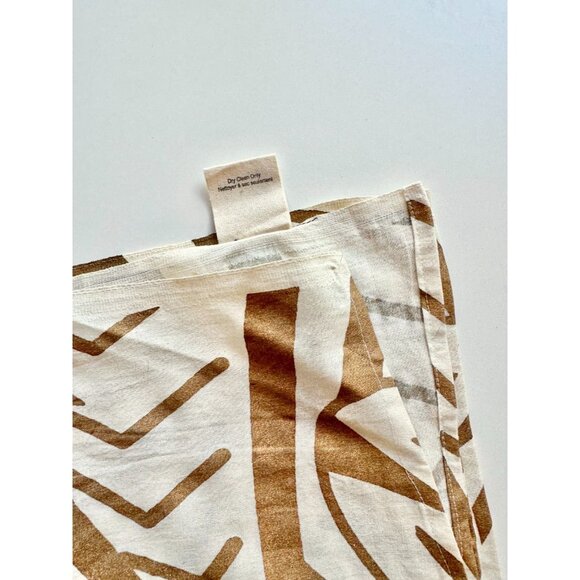 ANTHROPOLOGIE Ivory Gold Mystic Eye Print 100% Cotton 106" x 84" Fabric - Picture 6 of 14